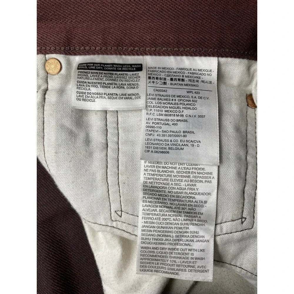 Levi's 501 XX Button Fly Jeans Men's 38‎ Measured 39x31 Maroon Burgundy Denim